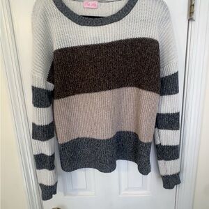 Colorblock Striped Sweater Pink Lily
